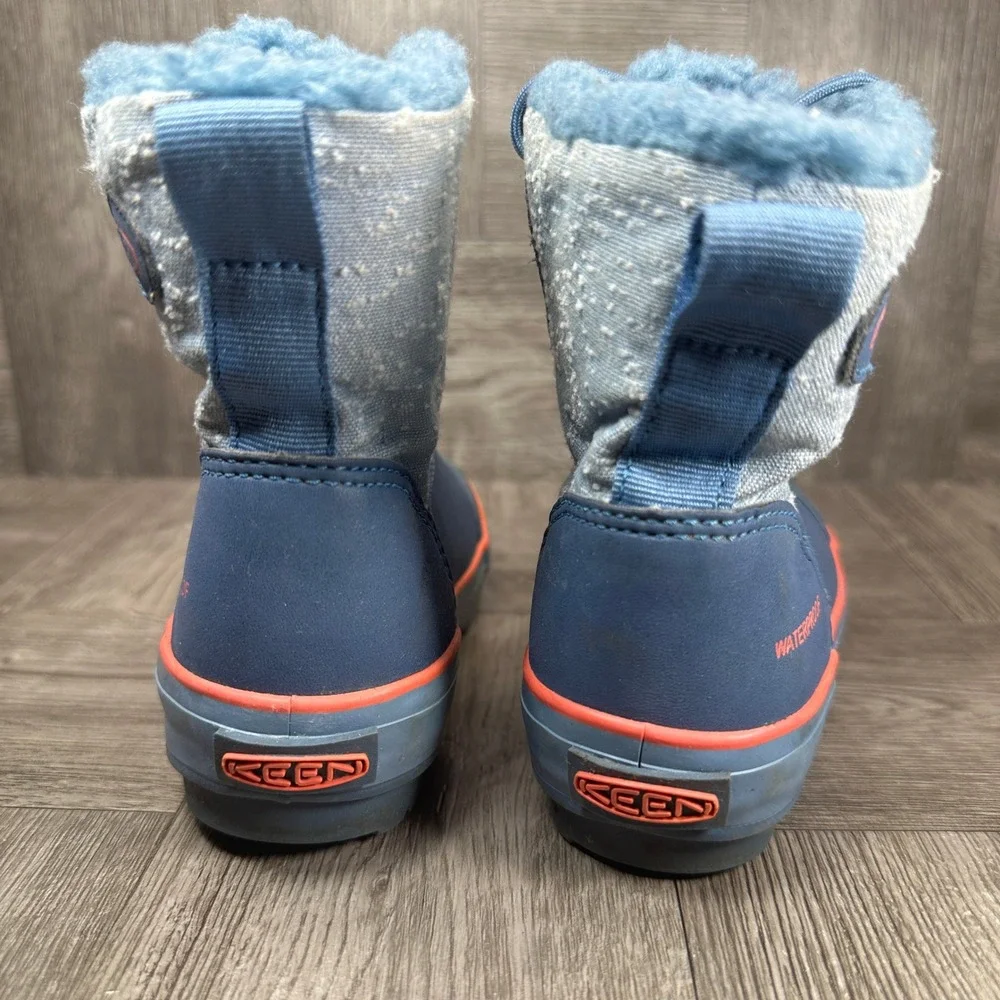 KEEN Waterproof Winter Boots Toddler 8 Blue Coral Insulated Faux Fur NEW